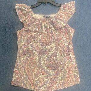 Cute Chaps petite small purple paisley sleeveless top. Like new.
